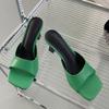 Summer New Brand Green High Heels Slippers Women Elegant Slip On Slide Ladies Peep Toe Mule Shoes Casual Sandals Size 35 -41