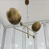 Chandelier Linear 2 Light Curved Pendant Mid Century Sputnik Chandeliers Light Fixture Modern Raw Brass