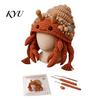 Learn to Crochet Kit Animal Hood Hat Kit, DIY Earflap for Beginners Cute Craft Beginners, Handmade Winter Headwear Gift Enthusiasts