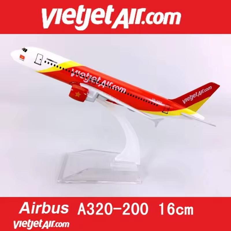 1/400 16 см Модель самолета для A320 Vietjet Airlines Сплав самолета с подставкой Декорация Сплав Металлическая модель