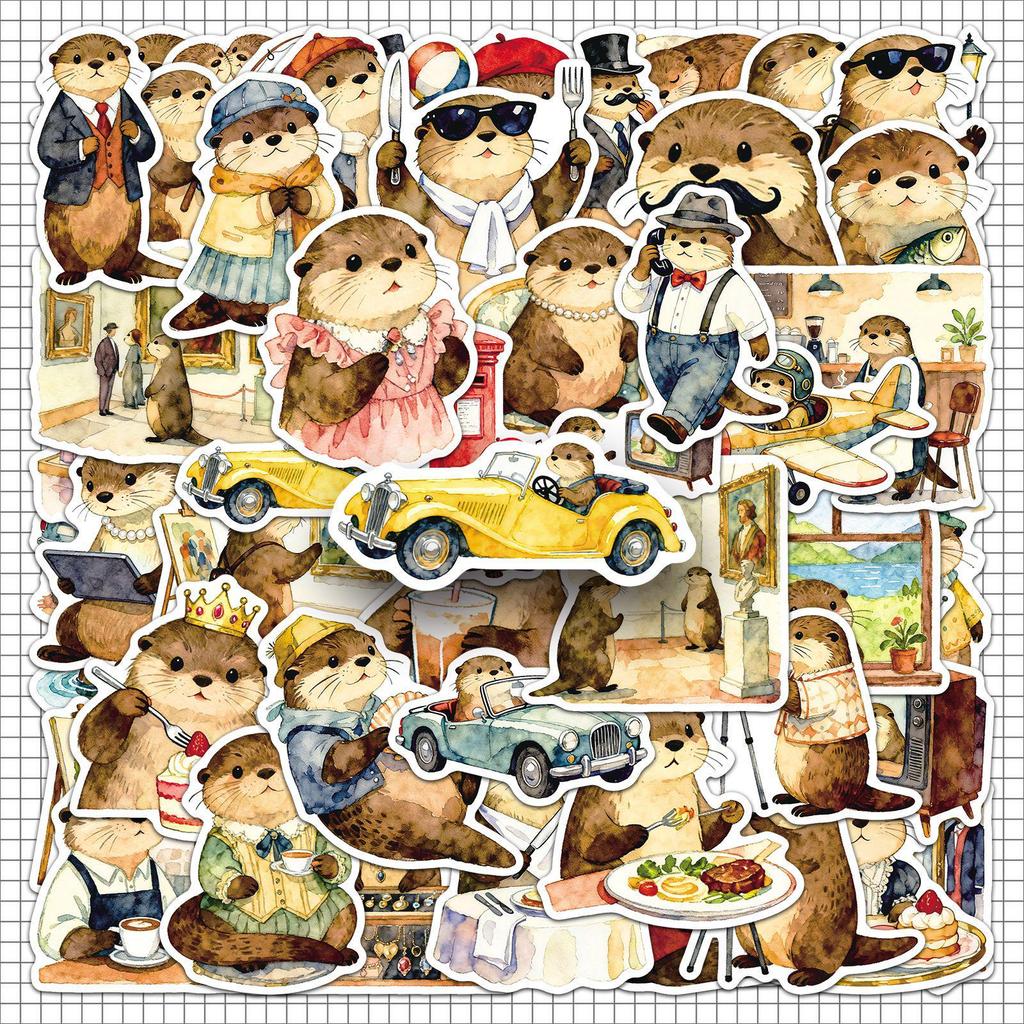 50 милых мультяшных наклеек с выдрами для гитары, холодильника и граффити