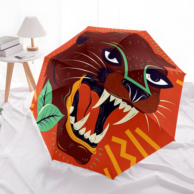 1pc Panther Automatic Opening/closing umbrella, Reinforced 8-Rib Construction, Compact Travel Umbrella yy250808147