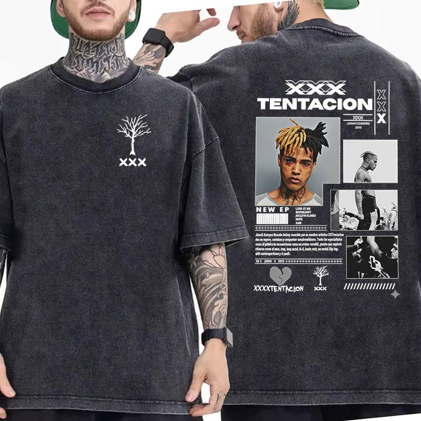 Винтажная футболка 90-х с альбомом XXXTentacion 2026 года, стираная, мужская, хип-хоп, готическая, с коротким рукавом, для фанатов панка, одежда, футболки
