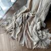 Long Striped Scarf Striped Color-blocked Cotton Sunshade Small Tassel Shawl