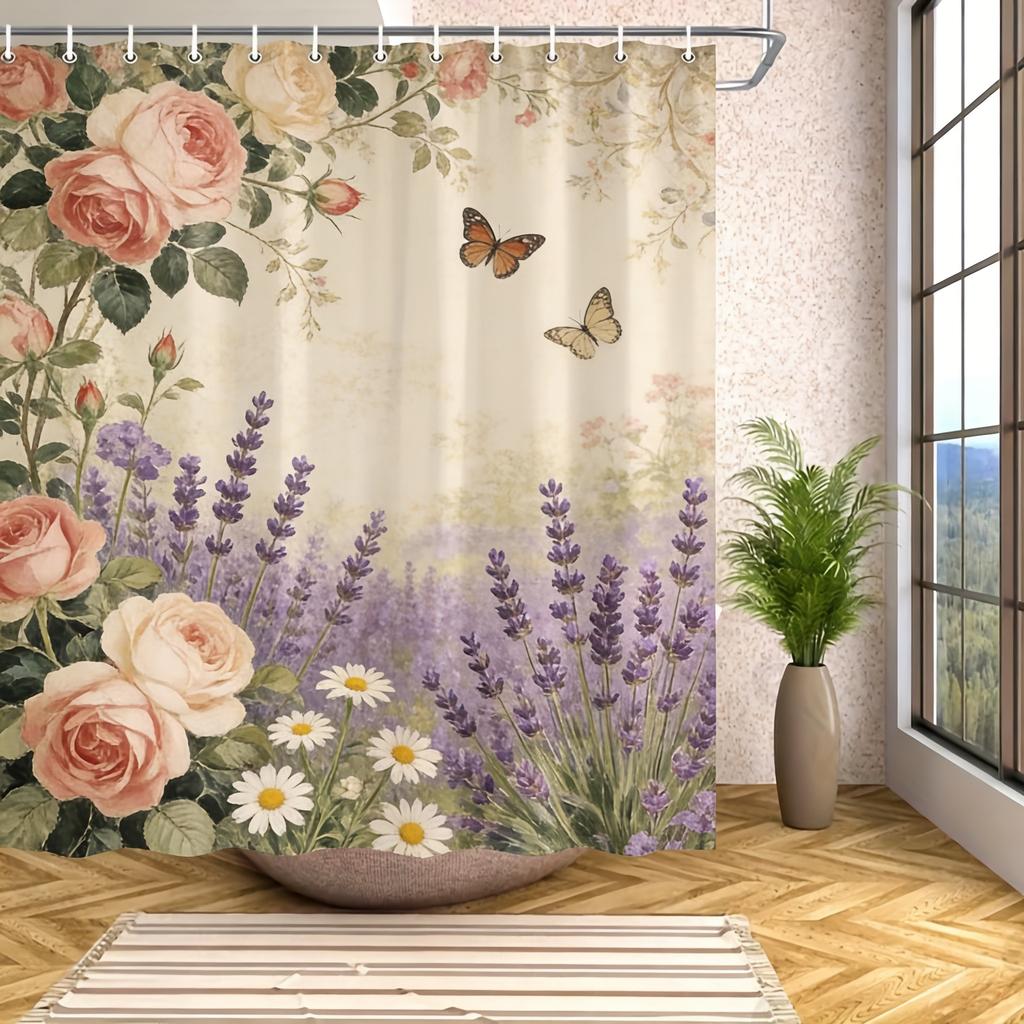 Spiral Galaxy in Deep Space with Asteroids Waterproof Shower Curtain for Cosmic Bathroom Decor