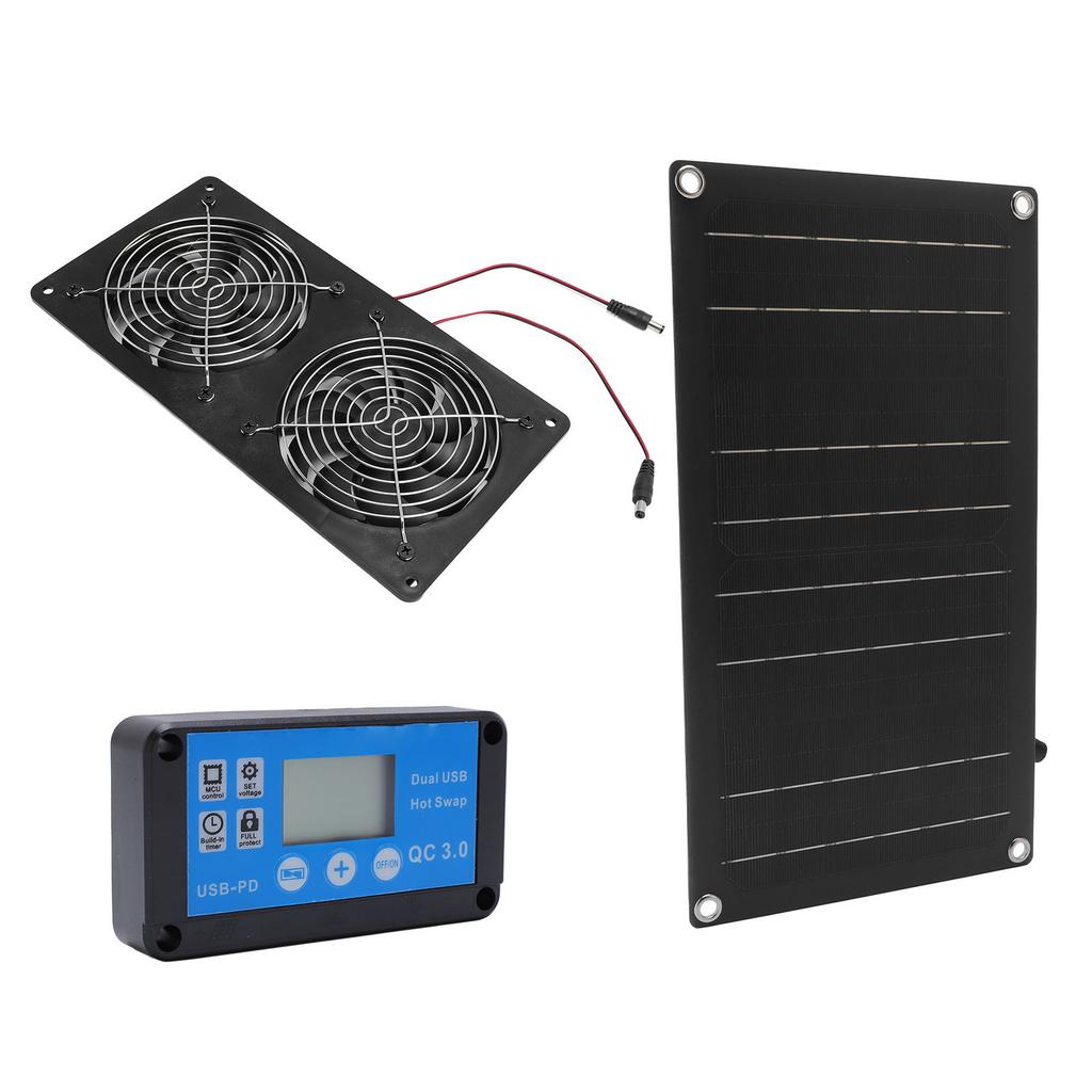 Solar powered fan, 6 inch solar dual exhaust fan kit, low noise dual cooling ventilation valve