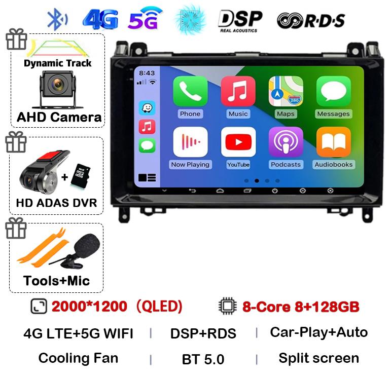 Android 14 автомобильное радио для Mercedes Benz B200 Sprinter W906 W639 AB Class W169 W245 Viano Vito Мультимедиа GPS стерео видеоплеер