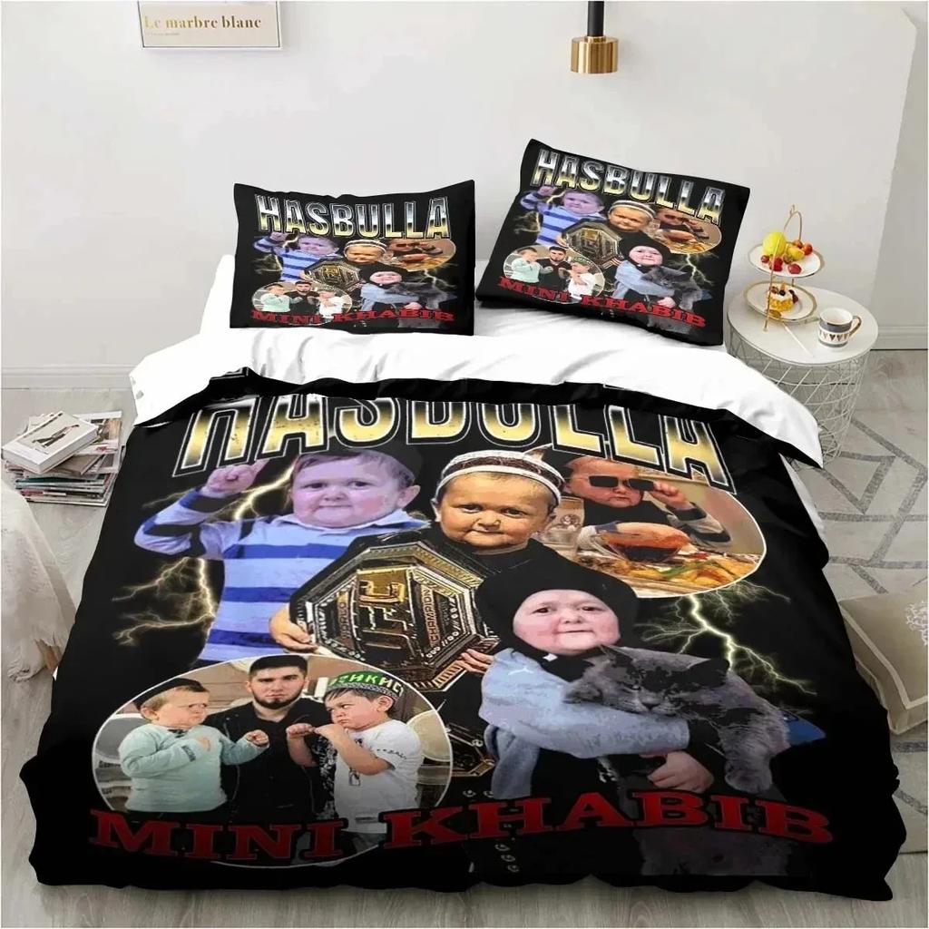 Комплект постельного белья Hasbulla Magomedov Fighting Meme из трех предметов, односпальная кровать, двуспальная кровать размера «king-size», пододеяльник, комплект для спальни, покрывало для пододеяльника