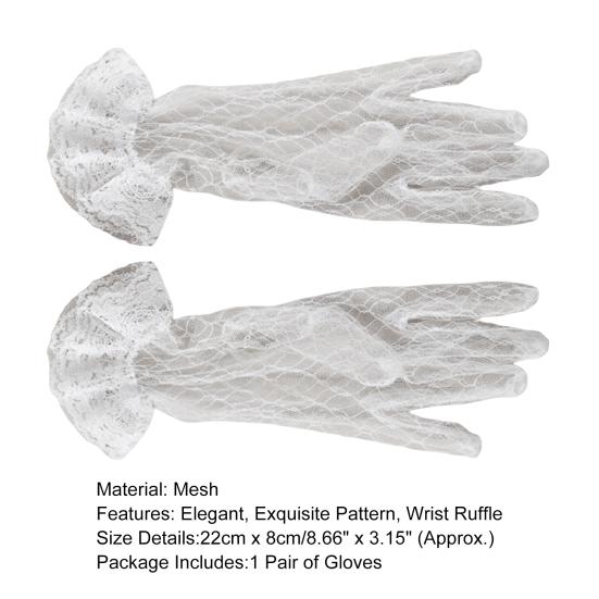 1 пара винтажных однотонных тюлевых перчаток с рюшами и манжетами, кружевные летние перчатки для невесты для клуба