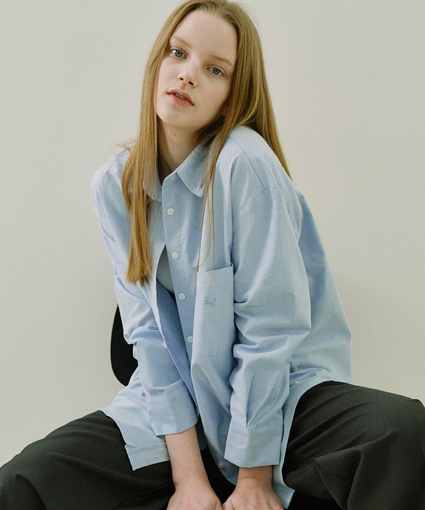 DEHEVE Oxford Logo Embroidered Shirt [Blue]