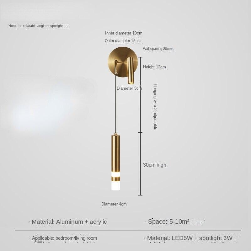 Настенный светильник поставляется с прожектором для гостиной. Настенный светильник. Креативная подвесная линия. Современный минималистичный свет. Роскошное освещение. Прикроватная лампа для спальни.