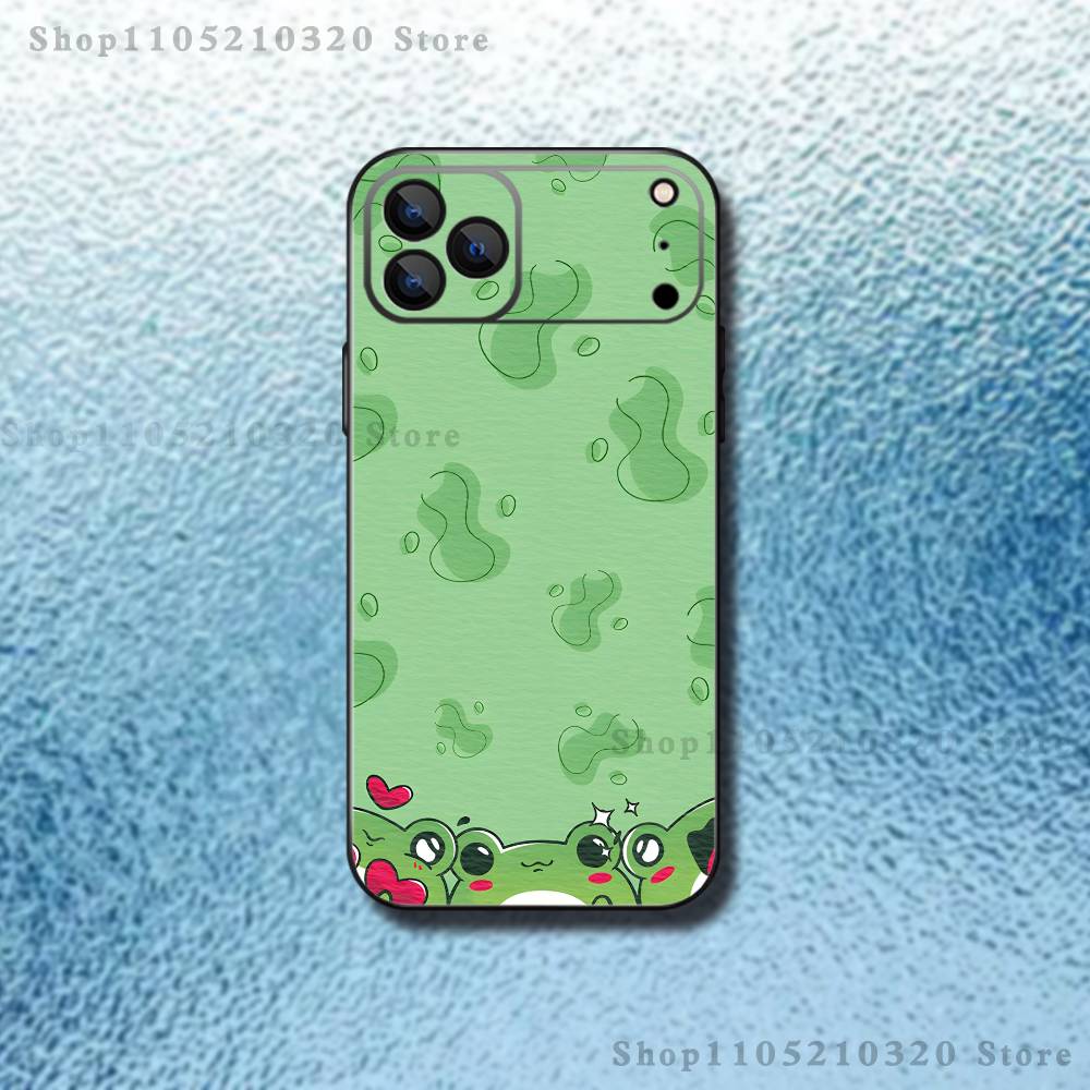Чехол для телефона с рисунком лягушки и клубники для iPhone 17,16,15,14,13,12,11,Pro Max,XSX,,XR,SE,Mini,8,7, Мягкий силиконовый черный чехол