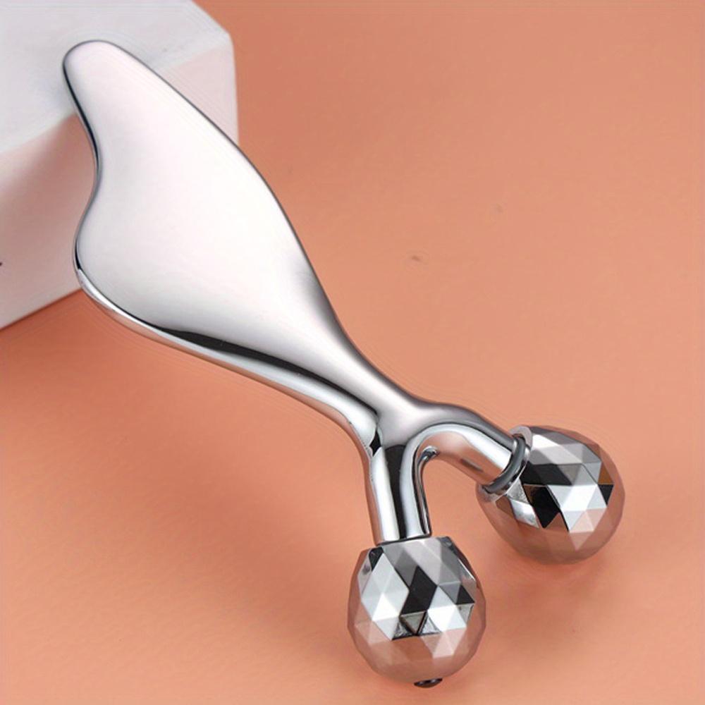 2-in-1 Gua Sha Massage Tool & 3D Facial roller V Metal facial scraping massager for skin lifting and facial massage