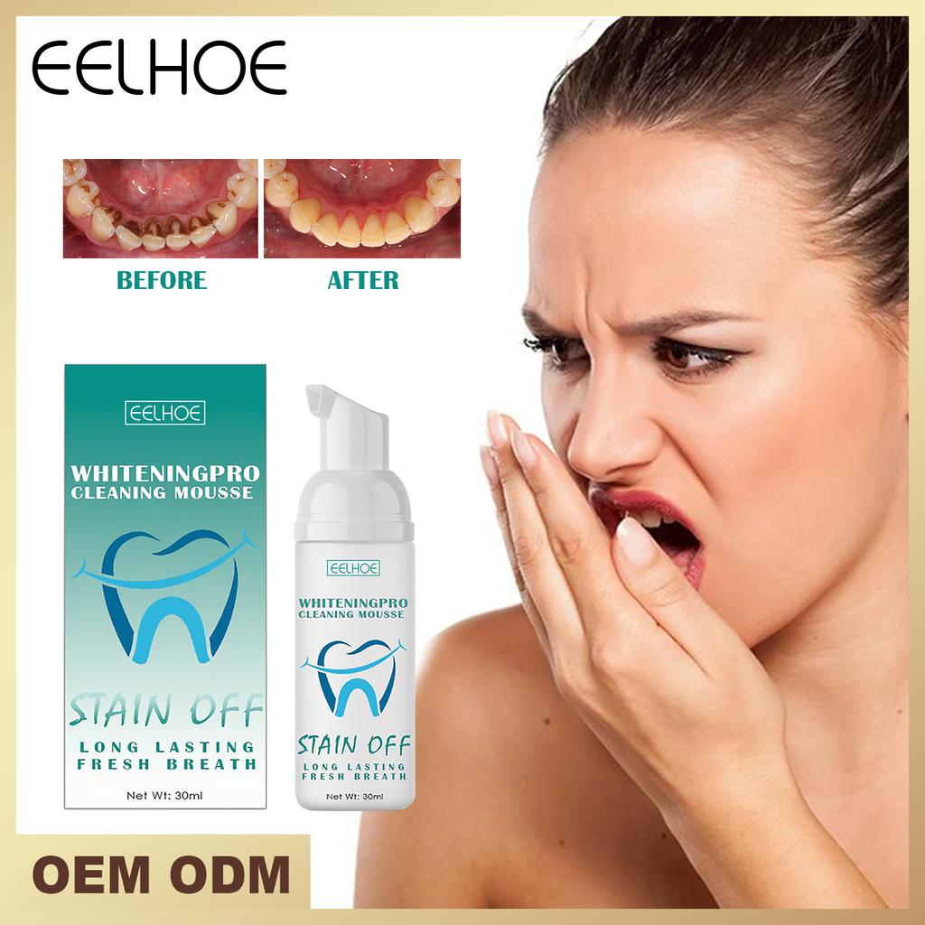EELHOE Очищение зубов, отбеливающий мусс, зубная паста для глубокой очистки, пена, зубная паста удаляет пятна, свежее дыхание, инструменты для ухода за зубами, 30 мл
