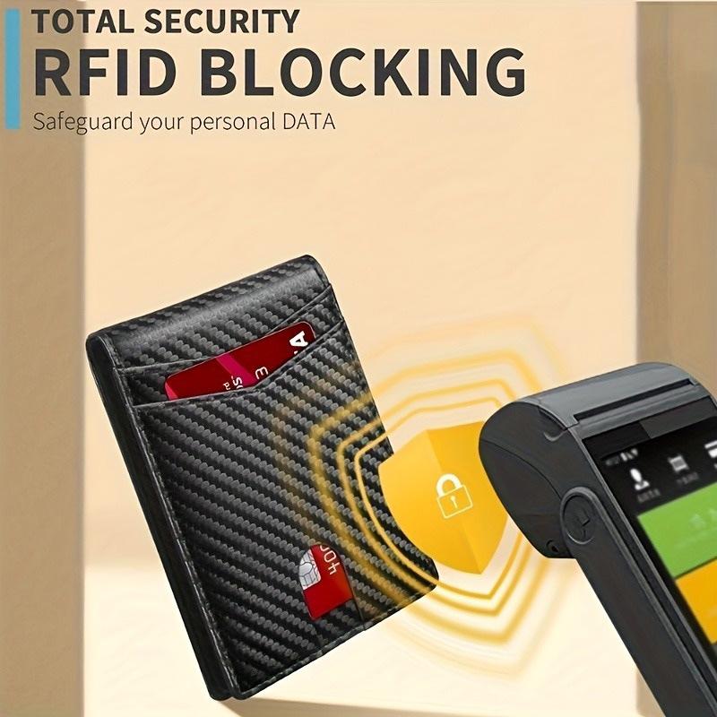 Мужской складной кошелек из углеродного волокна с RFID-защитой - Ультратонкий, Большая вместимость, Многофункциональный, Идеально подходит для путешествий.
