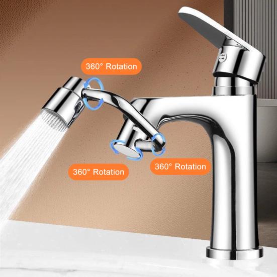 1/2Pcs Faucet Mechanical Arm with Gentle Face Wash Dual Water Jet Mode Rotable Bubbler