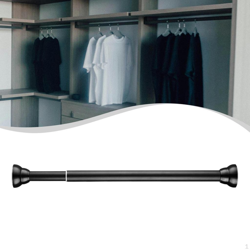 Telescopic Clothing Rod Adjustable Closet Hanger No Drill Curtain Pole Hanging