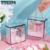 6pcs Clear PVC Plastic Gift Box with Polyester Cord Rectangle Transparent Gift Box with Black Edge