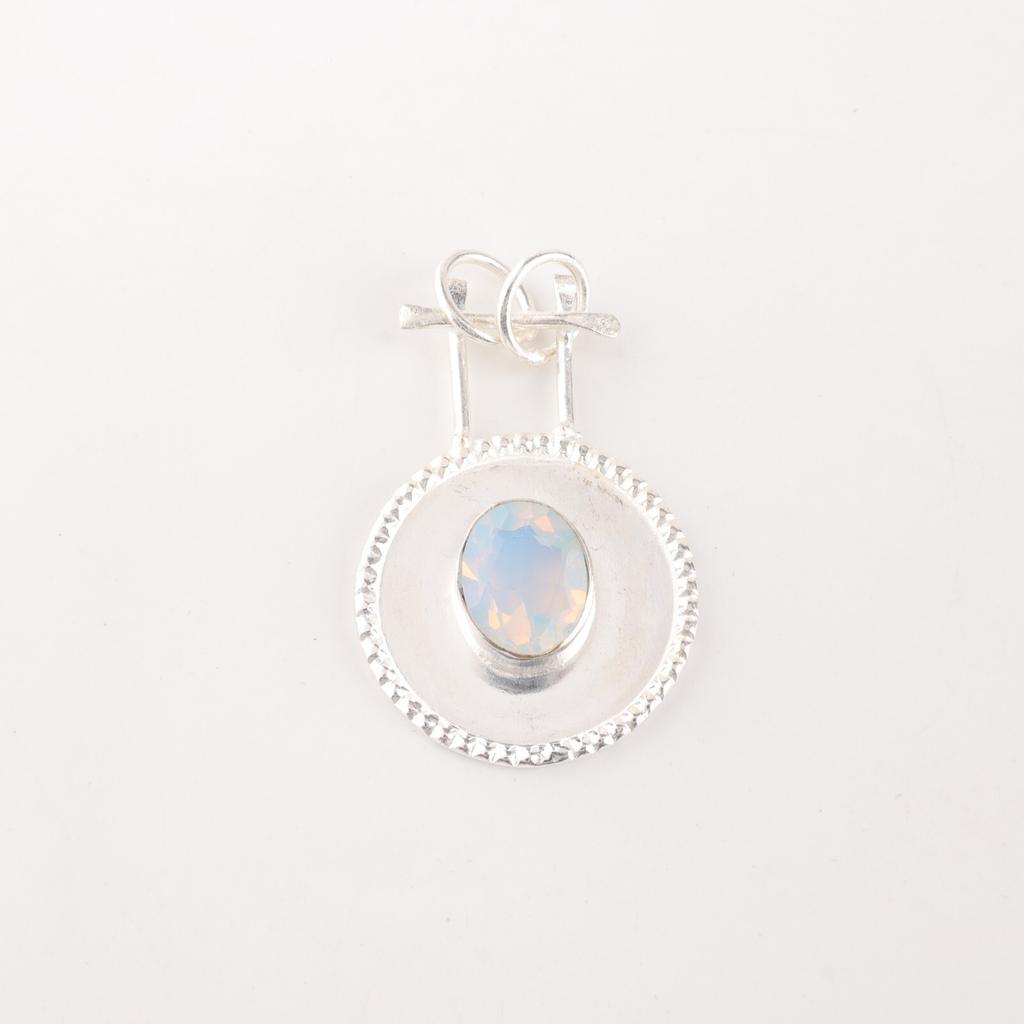 Natural Milky Opal Gemstone 925 Sterling Silver Handmade Stylish Pendant 1.4" PP-57-20