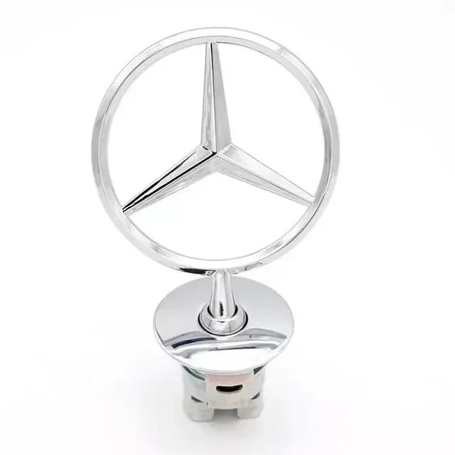 AABGZ1 Car Hood Front Chrome Logo Hood Marking Star Bonnet Badge Mercedes Benz C E S Class W204 W212 W220 W210 W221 Accessories
