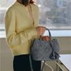 DakS Blue Cowhide Flower Punching Tote Bag S Dcba6e595b2