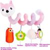 Baby Car Seat Toys, Infant Activity Spiral Plush Toys Hanging Stroller Toys for Baby with Musical Sheep Rattles Owl Ladybird with Distorting Mirror - 