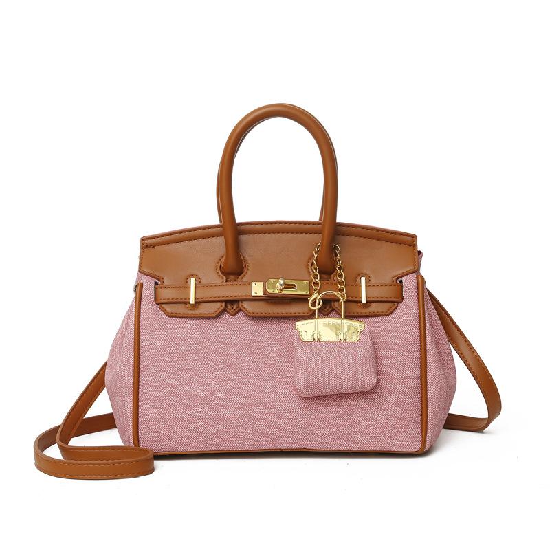 Denim Contrast Portable Platinum Bag Women's 2026 New Versatile Shoulder Crossbody Pendant Kelly Bag Women