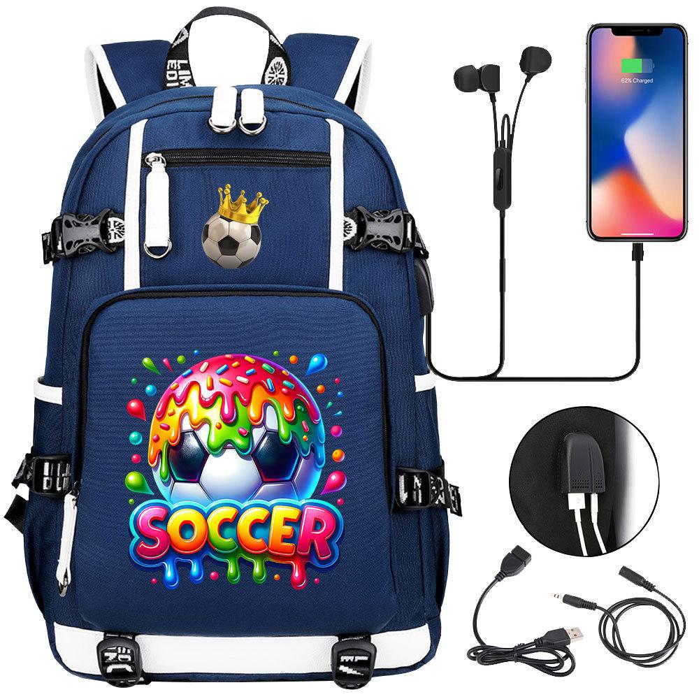 2026 Sports Soccer USB Large Capacity Backpack for Middle High School Students Travel Unisex
