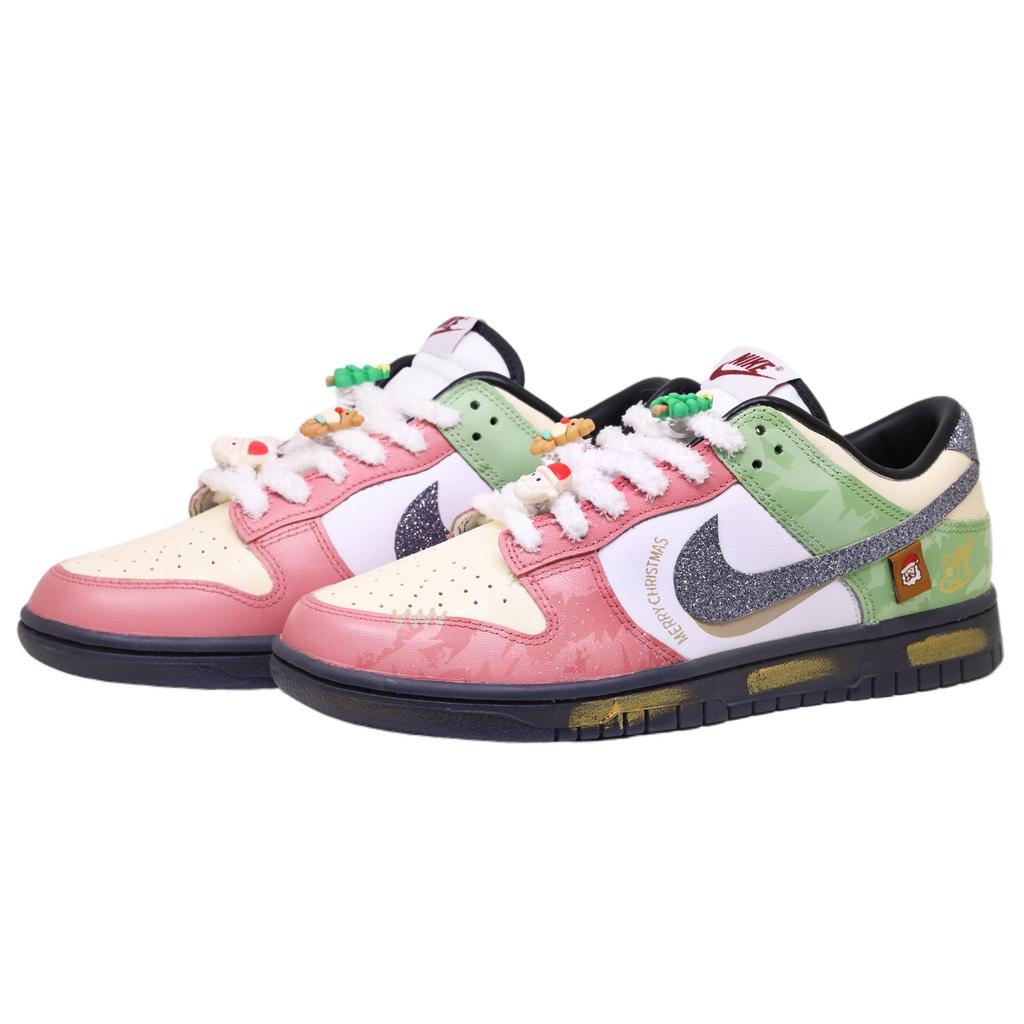 Nike Dunk Abrasion Resistant Low top Skateboard Shoes Women's Green Red HQ3462-191(TeamF-)