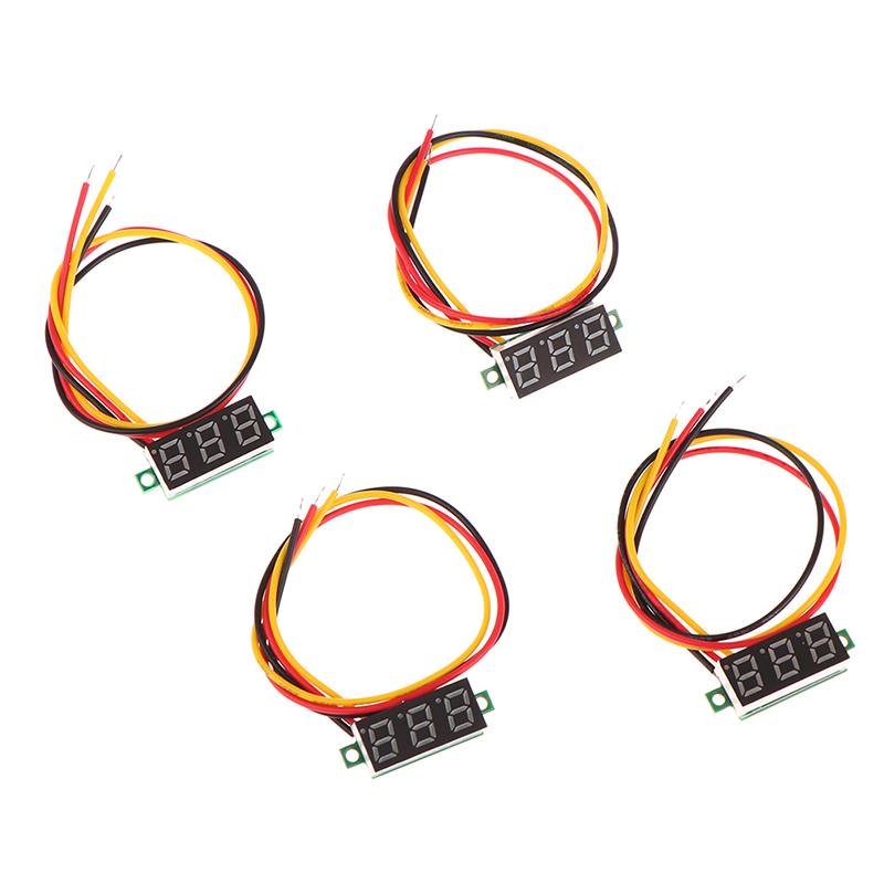 1 шт. 0,28 дюйма светодиодный цифровой вольтметр постоянного тока цифровой дисплей регулируемый трехпроводный постоянного тока 0-100 В измеритель напряжения автомобильный мобильный тестер напряжения