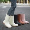 Fashion Rain Shoes Women's High Rain Boots Spring and Autumn Non-slip Waterproof Boots Thickened Wear-resistant Solid Color Water Shoes