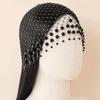Elegant Pearl Tassel Hair Hat Hollow Out Luxury Headcaps Handmade Pearl Hat  Bridal Headpiece