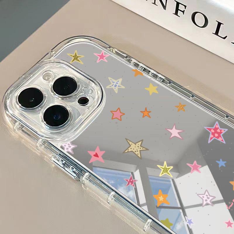 Модный разноцветный чехол для телефона со звездным узором для iPhone 17 Pro 16 15 14 13 12 11 Pro Max 7 8 Plus XR X XS 16E Роскошная зеркальная крышка