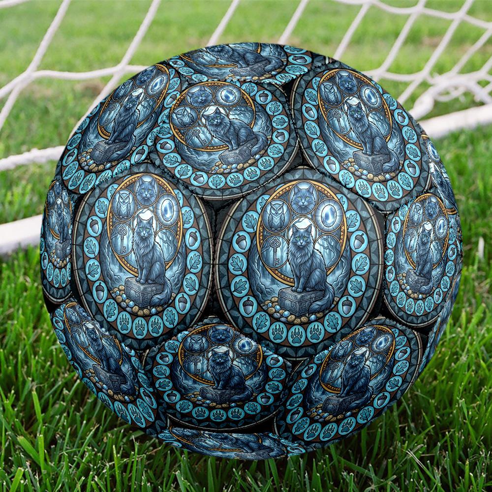 Cat Owl Mandala Round Football Size 5 Adult Ball Suitable for Training Matches and Outdoor Team.