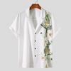 Beach Shirt Flower Print Turn-down Collar Single-breasted Short Sleeve Men Top for Holiday