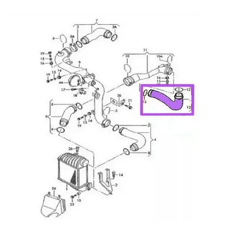Замените 1J0145822E 01J0145822 Патрубок турбокомпрессора автомобиля Шланг воздухозаборника для Golf 04-06 Автомобильные аксессуары