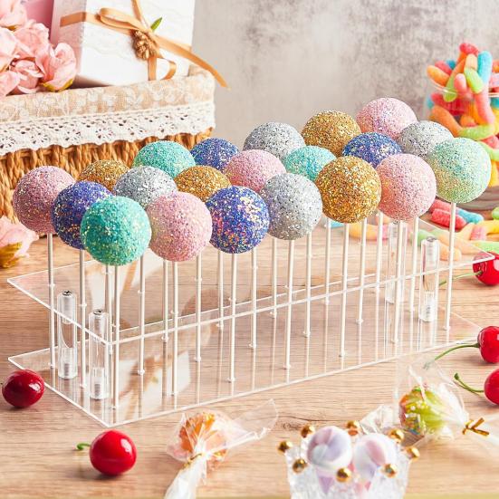 Acrylic Cake Pop Stand Clear Lollipop Display Holder with 21 Holes Reusable Dessert Display Rack for Home Kitchen Bakery