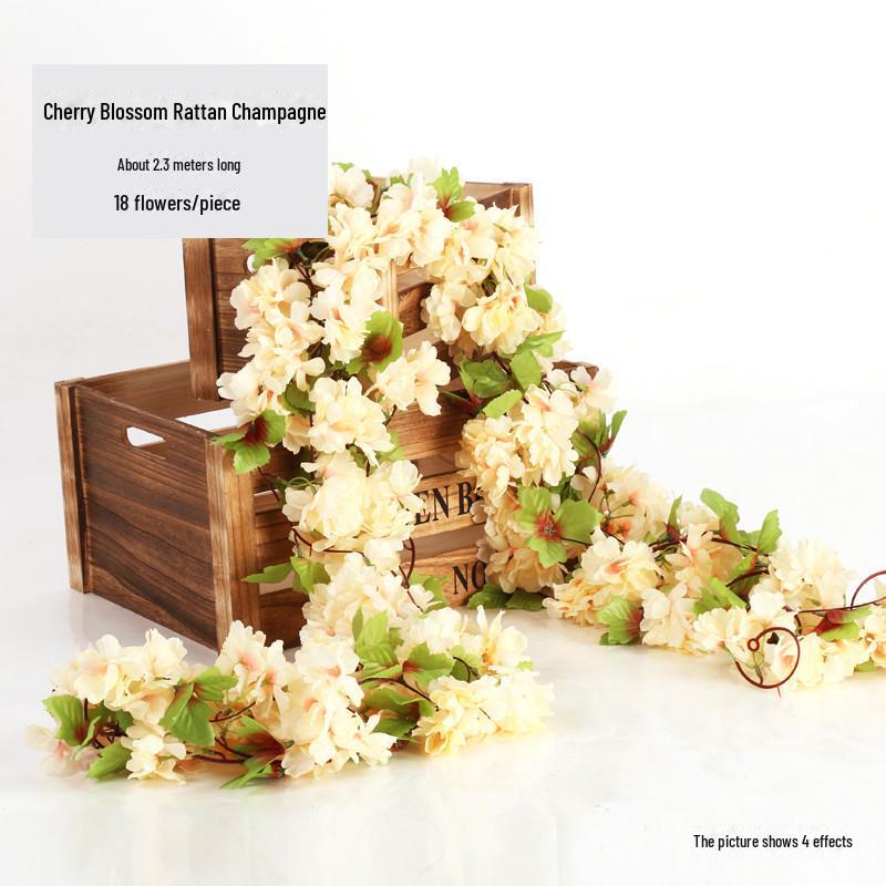 Artificial Rose Vine for Living Room Decoration, Air Duct Cover, Plastic Flower Garland