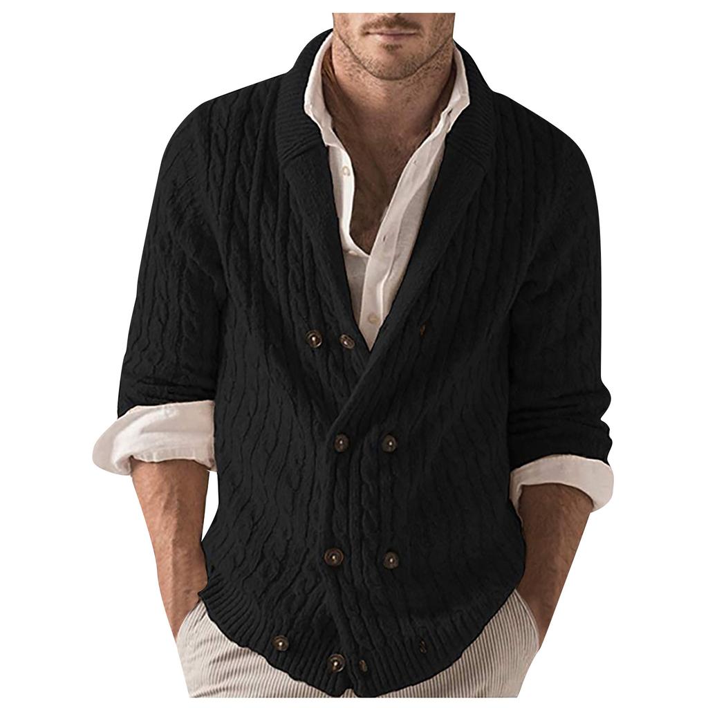 Осенне-зимняя мужская мода, свободный кардиган, теплая куртка с капюшоном и лацканами, свитер