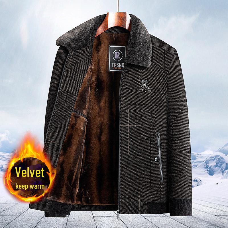 Men’s Chenille Winter Coat: Thickened Velvet Jacket for Middle-Aged & Elderly Dad