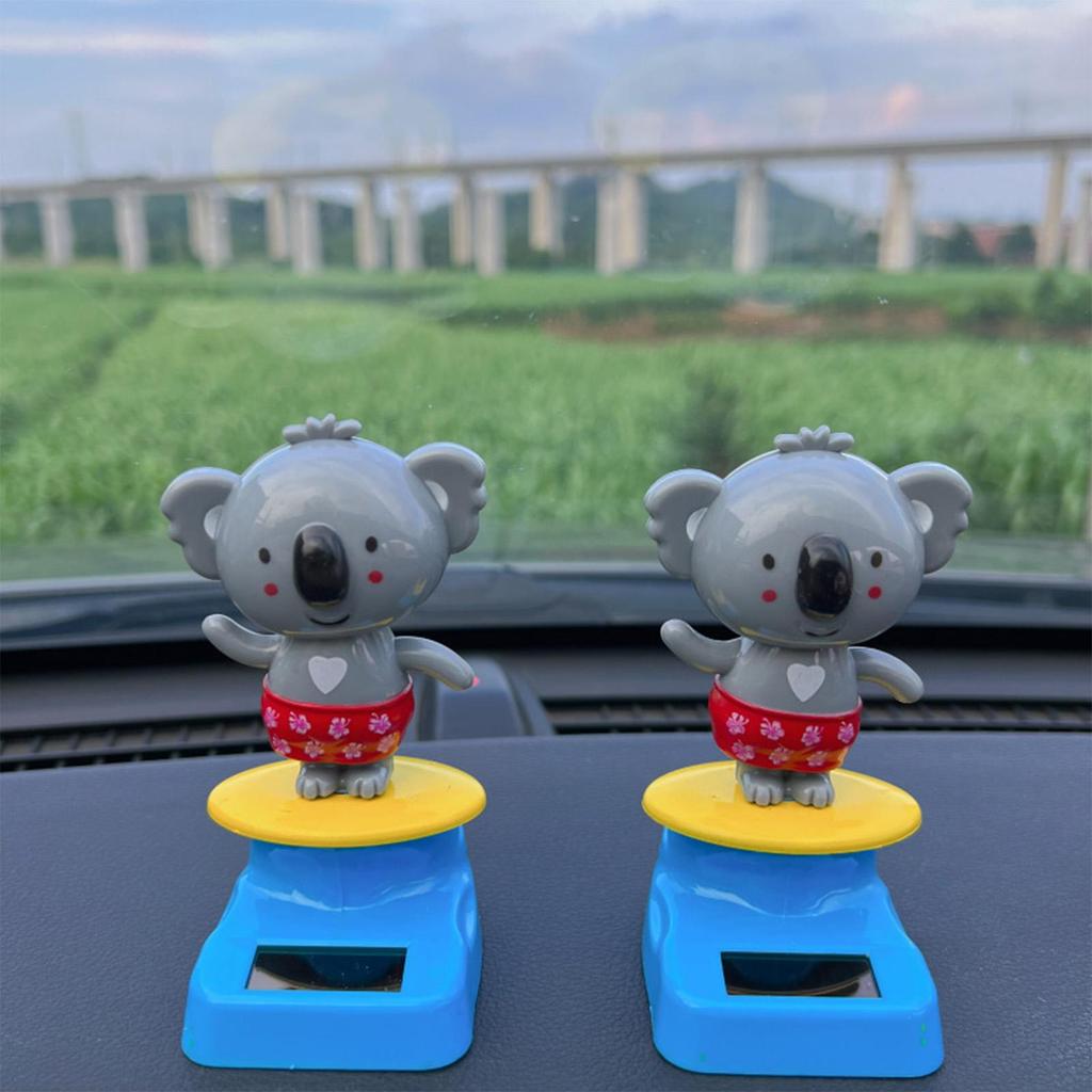 Solar Dancing Toy Solar Powered Dancing Animal Ornaments Koala Shape Shaking Head Decor Automotive Interior Decoration for Sedan