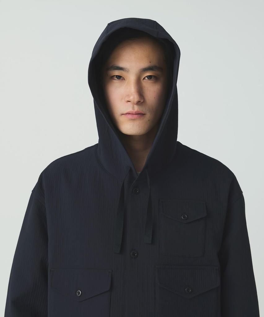 Snow Peak Easy Cloth Hooded Shirt Long Dark Size S SH-25AU006, Sleeve, Men's/Women's, Navy,