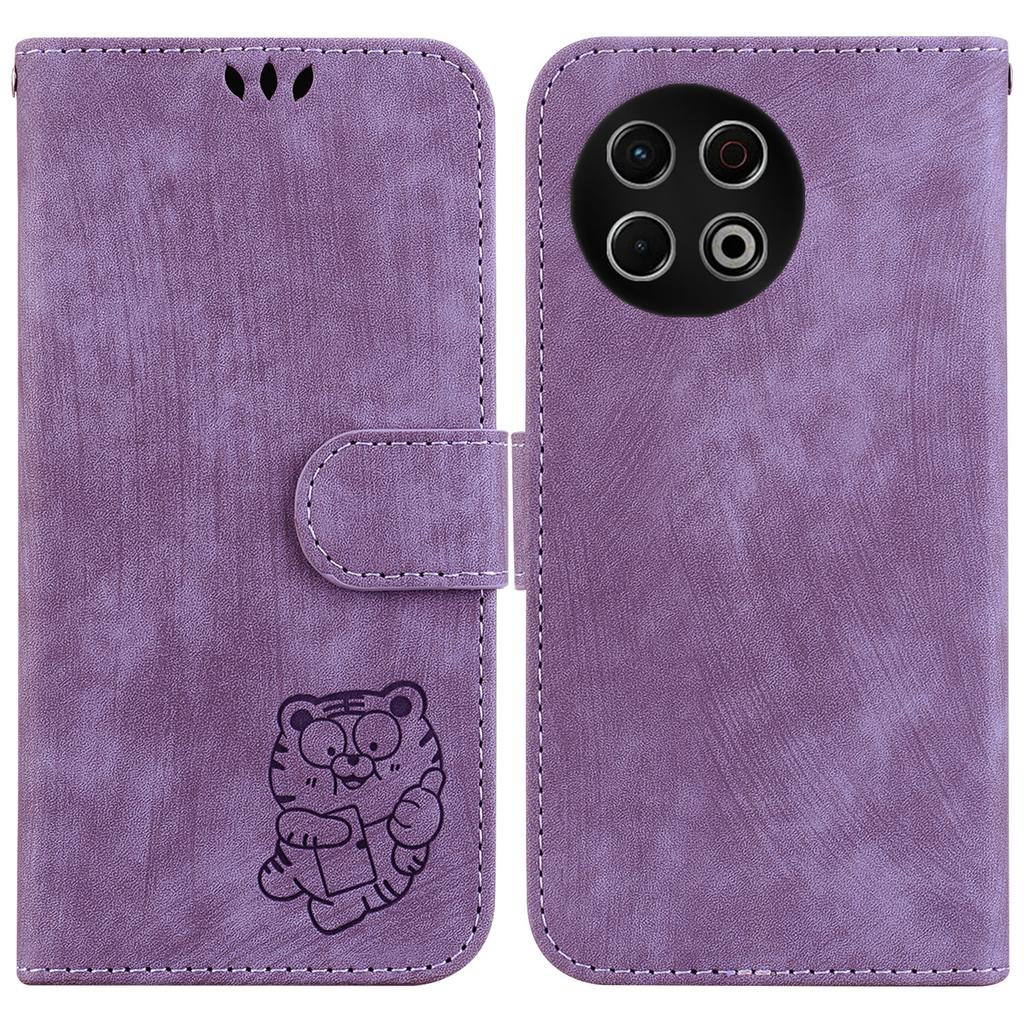 For TECNO Spark 30 Pro 4G Wallet Case Tiger Imprint Leather Shockproof Phone Cover with Wrist Strap