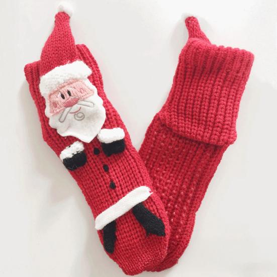 3D Knitted Santa Socks Non-slip Christmas Floor Socks Warm Slipper Socks Funny Santa Socks with Hands Legs Gift for Women