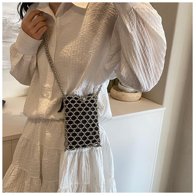 Ielgy Exquisite Fashion Beaded Bag Fashionable Mobile Phone Bag High-End Trendy Classy Messenger Bag
