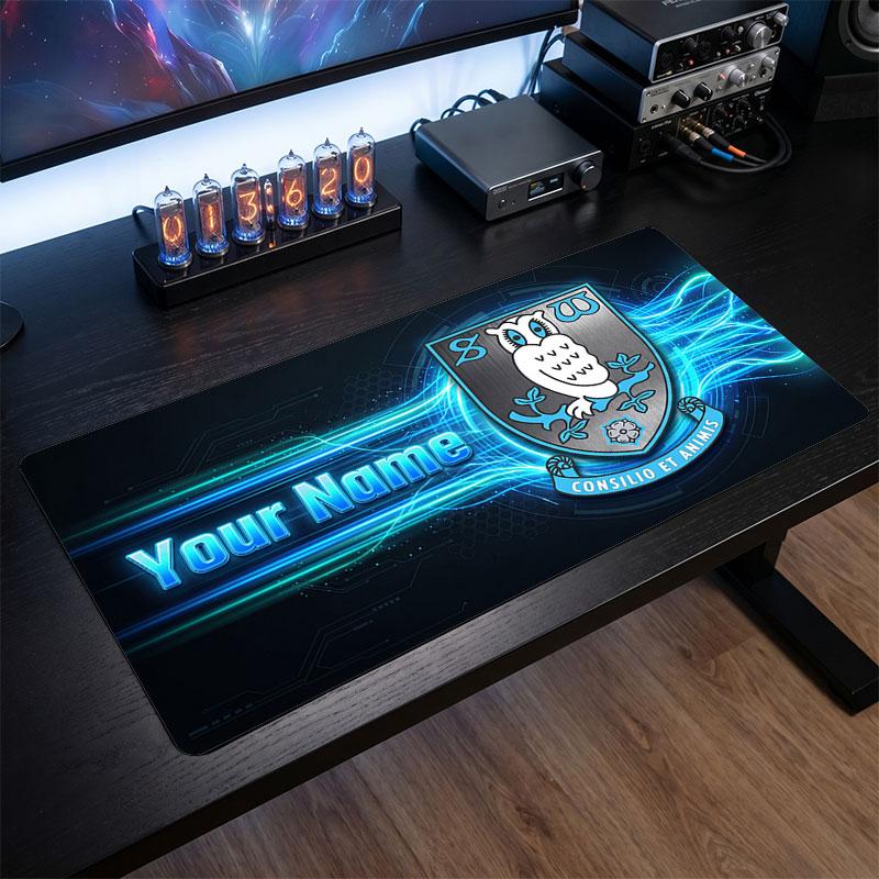Sheffield Wednesday FC Custom Large Mouse Pad, Personalized Name Text Print, Football Logo Non‑Slip Desk Mat Gaming Gift