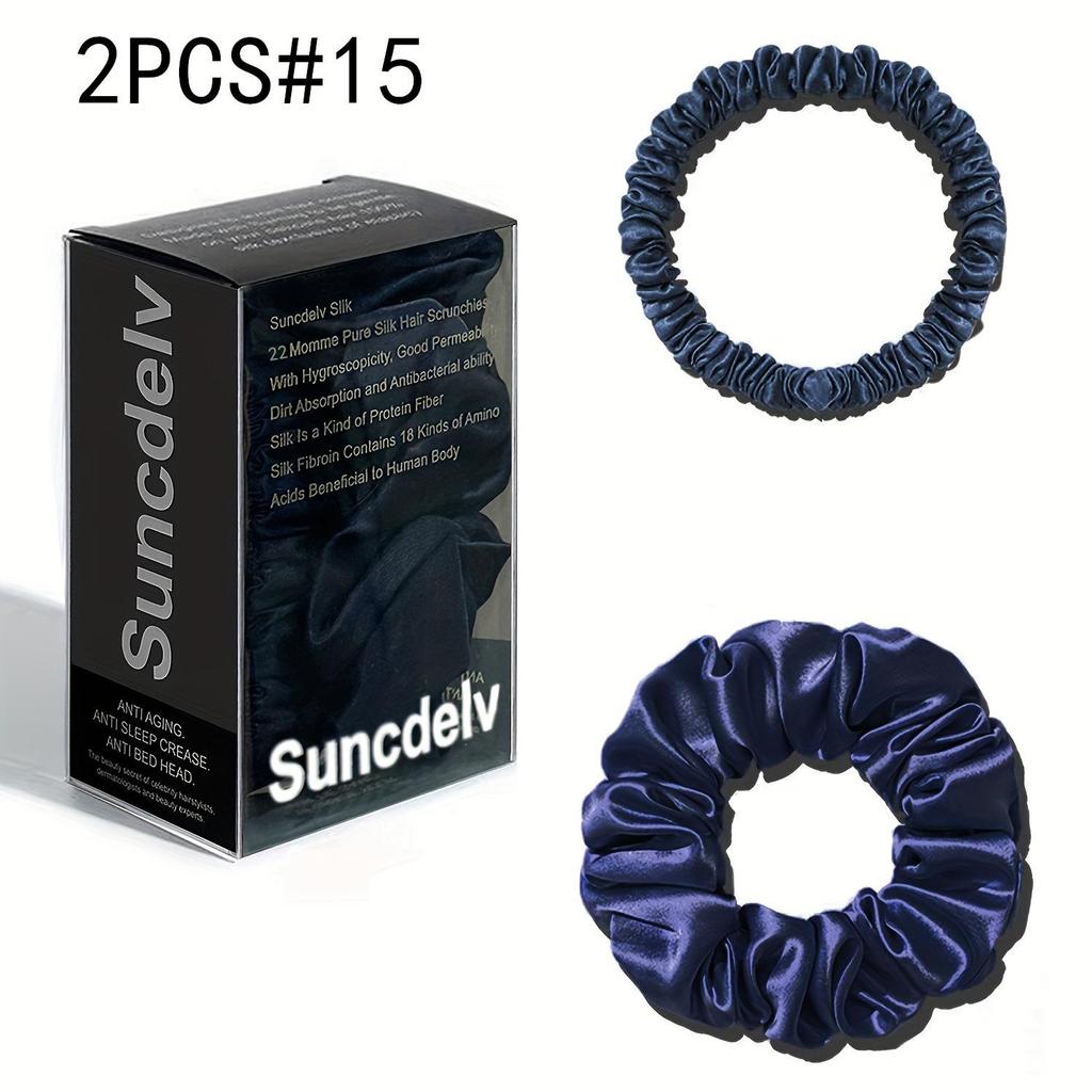2 шт. 100% натуральный шелк однотонные резинки для волос высокого качества резинки для волос 22Momme женские большие повязки для волос аксессуары для волос маленькие+большие