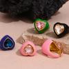 Korean Style Gemstone Heart Enamel Ring Stainless Steel Solid Color Ring  Men