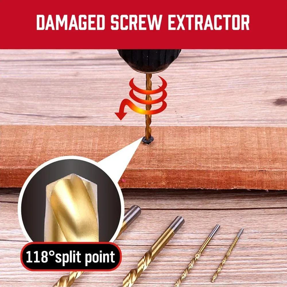 D5 Набор экстракторов болтов 10 шт. Кобальтовые сверла с левой резьбой Набор экстракторов со сверлами с металлическим кейсом Набор инструментов для удаления сломанных болтов