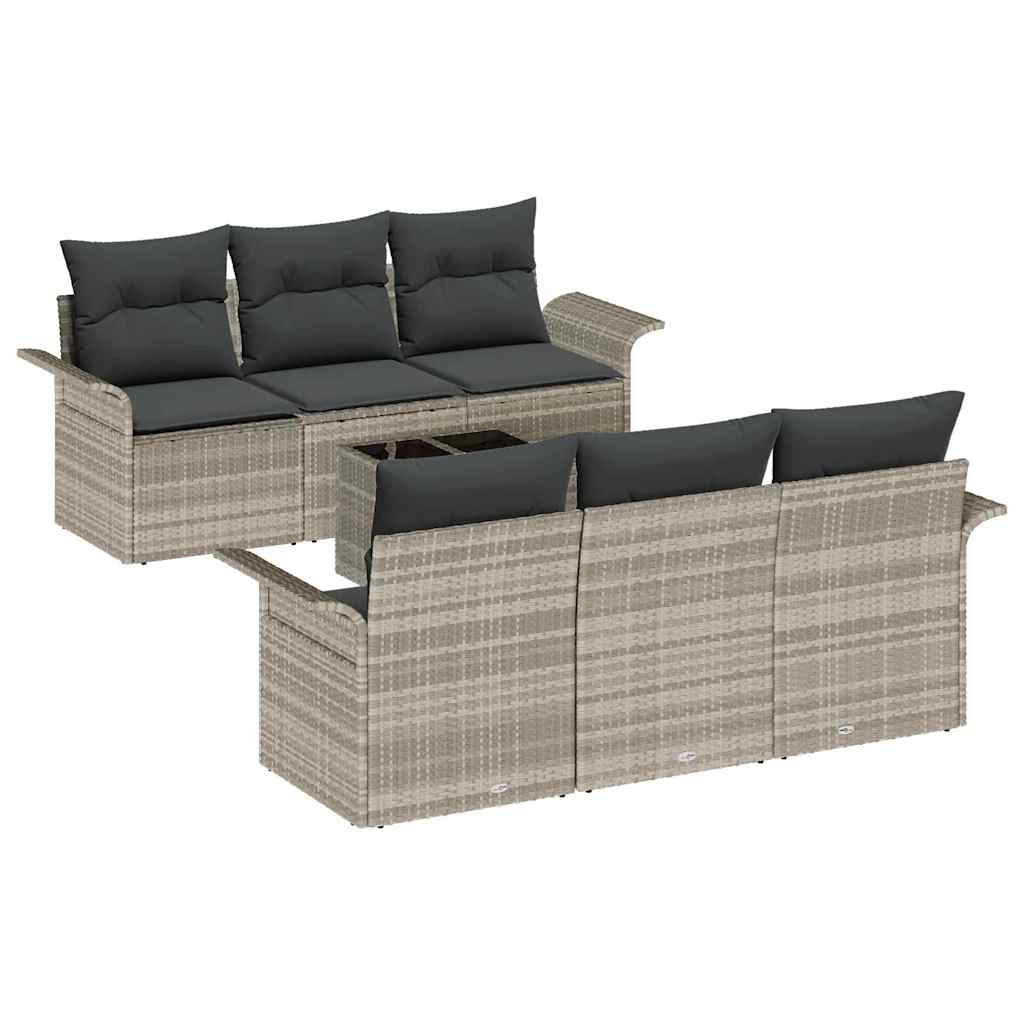 7 Piece Garden Sofa Set in Light Gray and Dark Gray Poly Rattan